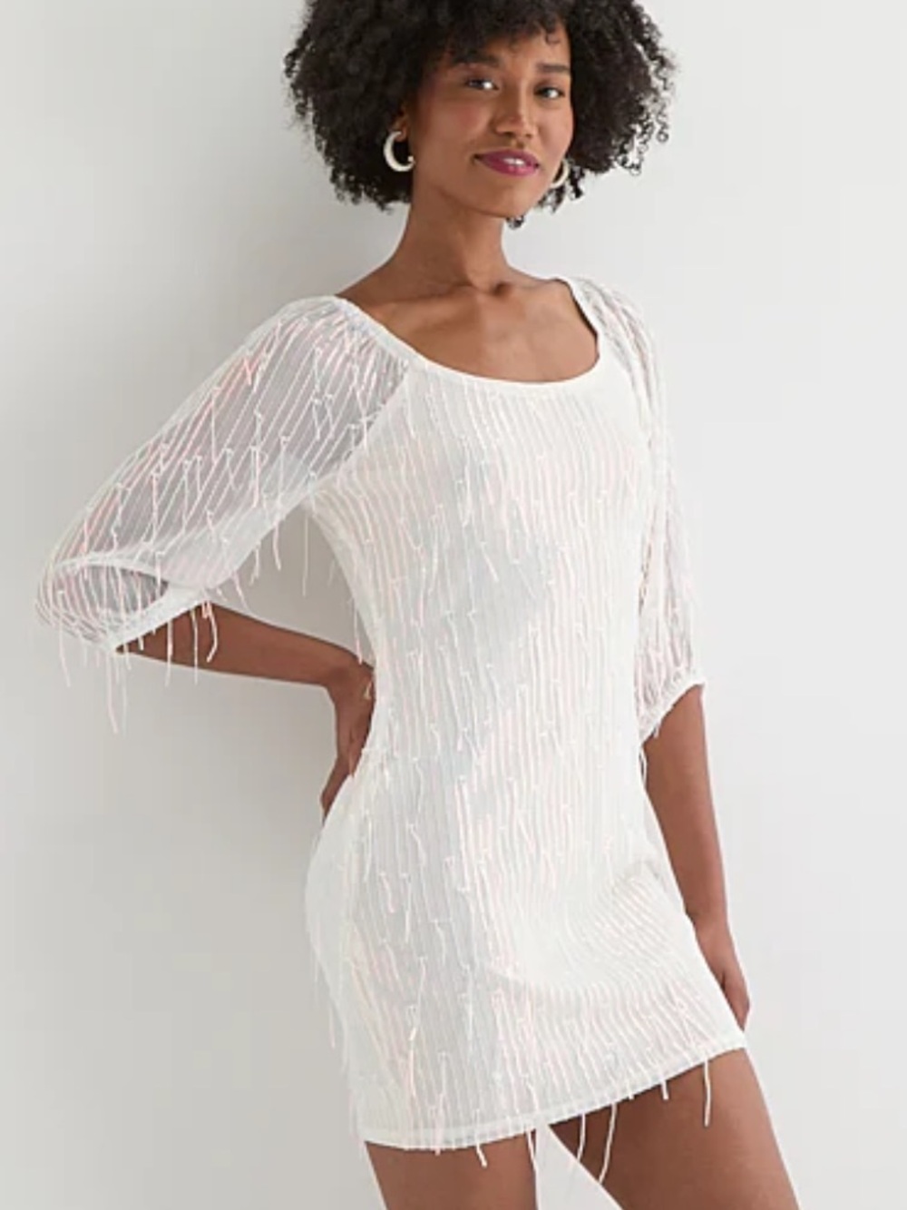 As U Wish Ivory White Beaded Mini Dress